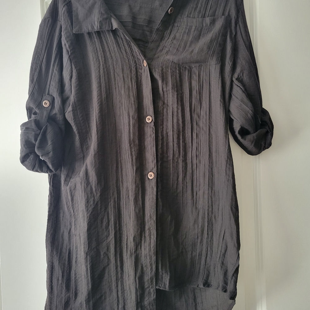 Mynah Black Swim Linen Coverup